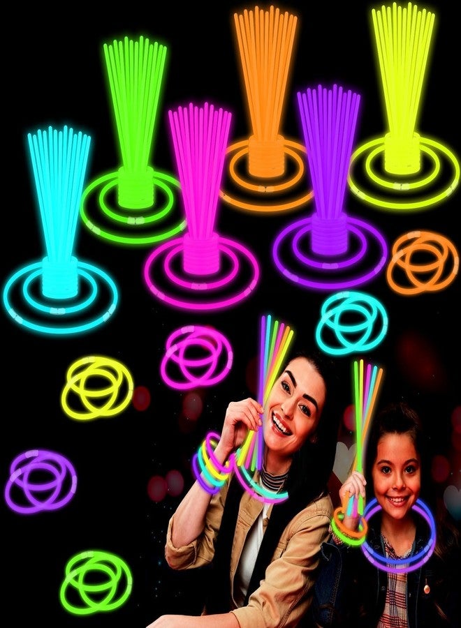 Ryme 8" Glow Sticks Bulk Party Favors - Neon Glow in the Dark Light Sticks with Connectors, Light Bracelets & Necklaces for Kids & Adults -For Party, Birthday, Clubs, lounge, New Year Party (10) - Image 1